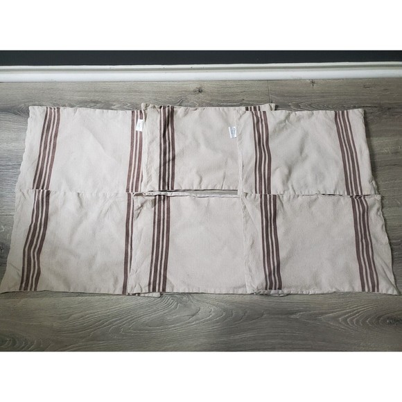 Lot Set of 6: AMAN Brown Beige Striped Placemat 100% Cotton 13x19 Made In India - Picture 2 of 9